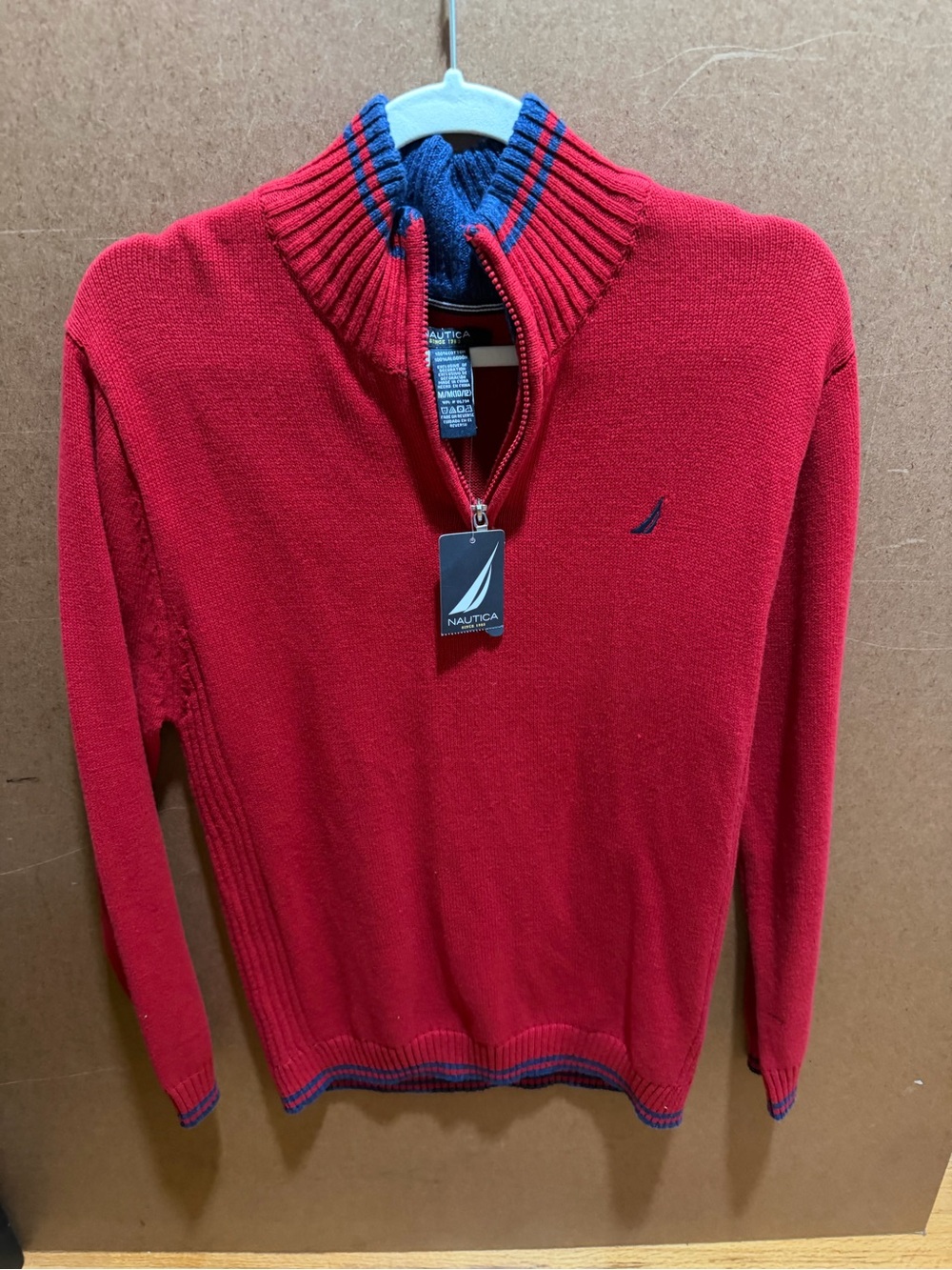 Nautica kids  Red Half-Zip Sweater M 10/12 NWT